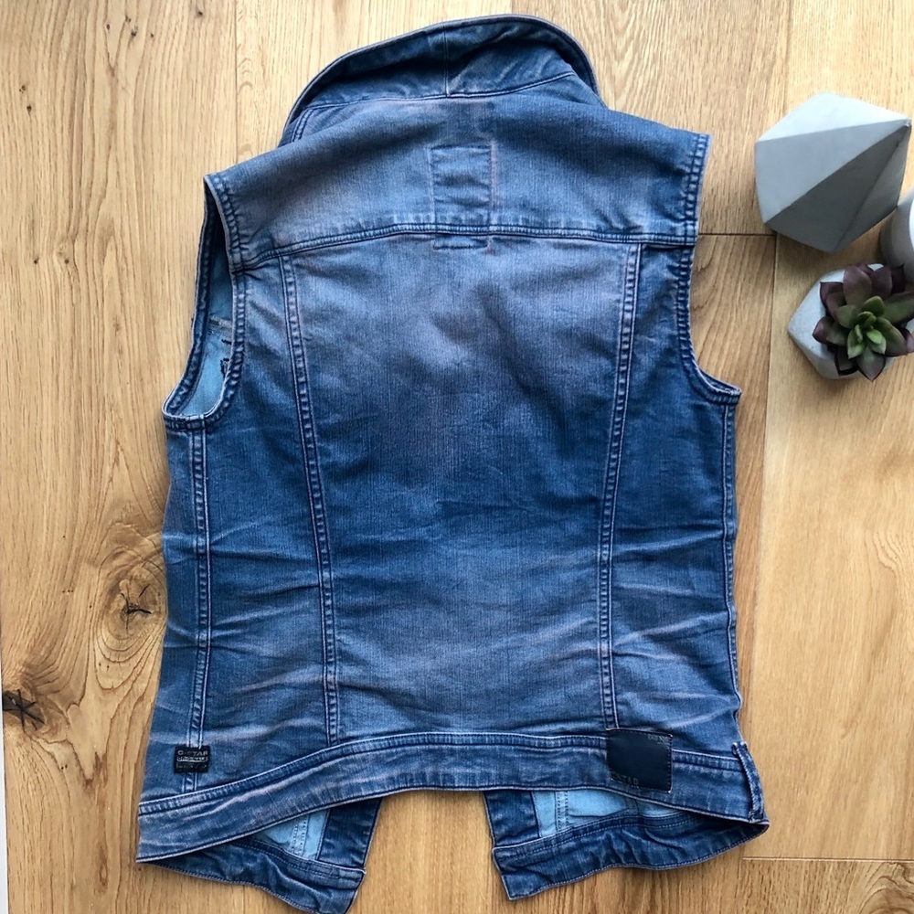 G-STAR Blue & Pink denim sleeveless vest - Picture 5 of 15